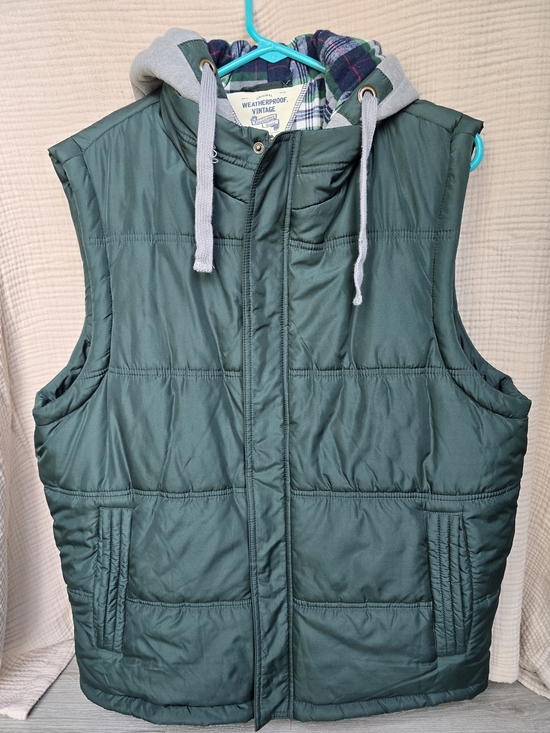 Weatherproof Other - Weatherproof Men’s Forest Green Quilted Hooded Puffer Vest Size Large